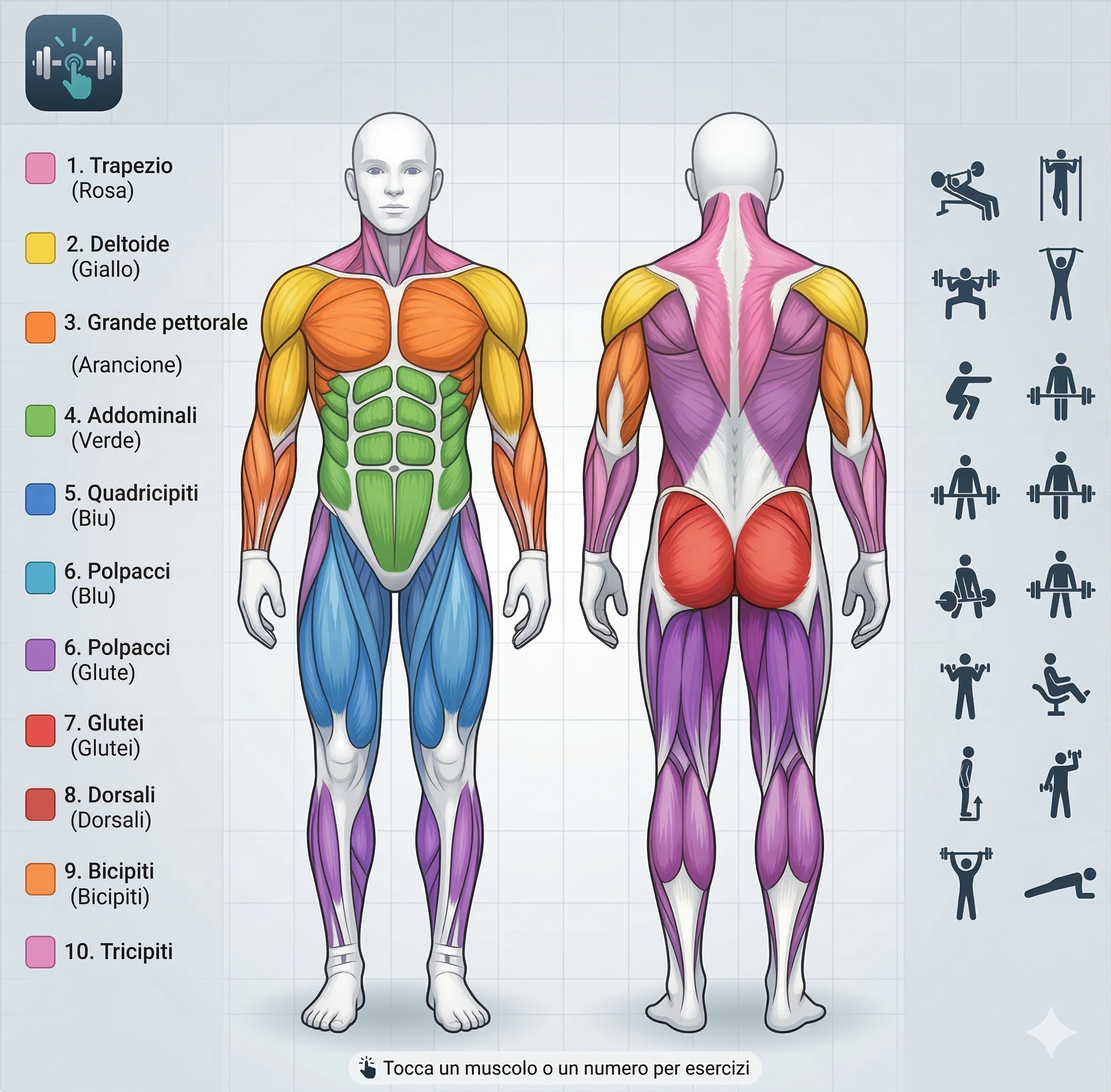 Mappa muscolare corpo umano